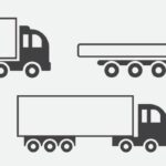 set-of-truck-black-icons-illustration-and-line-art-on-white-background-vector